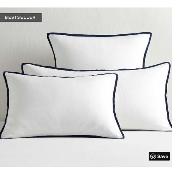 Pottery Barn Belgian Flax Linen Contrast STD Sham - Picture 2 of 6